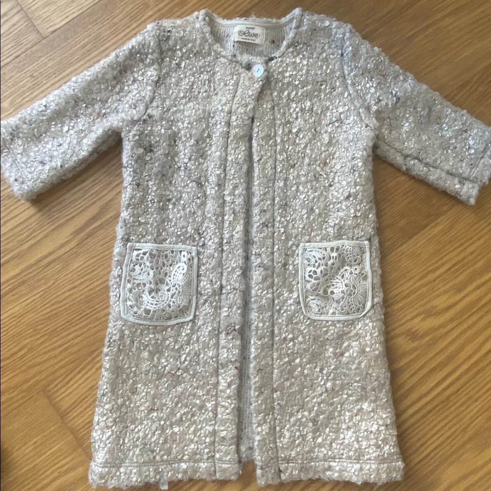 Olive By Sisco Girl Golden Knitted Light Speckled Cardigan Coat Size 5